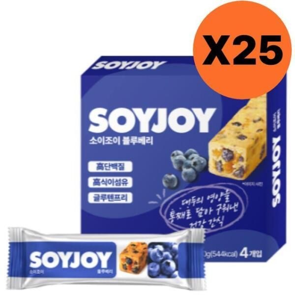 [오츠카제약][셀러허브 식품] 소이조이 단백질바 에너지바 블루베리 간식 4개입 X25