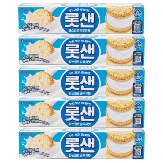 [셀러허브 식품] 롯데제과 롯데샌드 파스퇴르 순우유맛 105g 5개