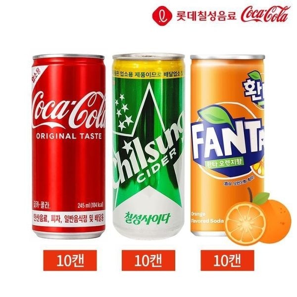 CL 코카콜라 칠성사이다 환타오렌지 245ml 3종 30캔