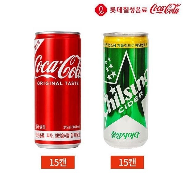 CL 코카콜라 칠성사이다 245ml 2종 30캔 세트