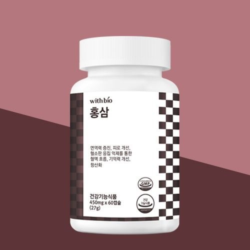 위드바이오 실속형 홍삼 450mg 60캡슐 면역력 증진 혈액 흐름 향상 피로 기억력 개선
