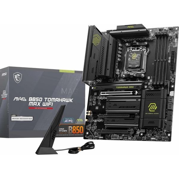 [해외] MSI MAG B850 Tomahawk MAX Wi-Fi 마더보드, ATX - AMD Ryzen 9000/8000 / 7000 프로세서, AM5-80A SPS VRM, DDR5 메모리 부스트 8400+ MT/s (OC)