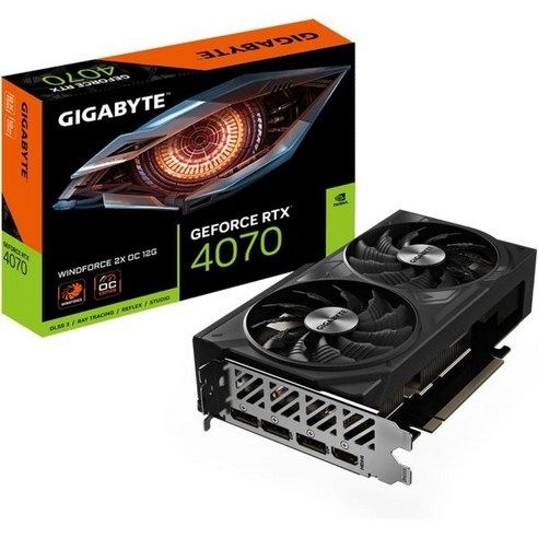 기가바이트 지포스 RTX 4070 윈드포스 2X OC 12G 그래픽 카드 팬 2X 12GB 192비트 GDDR6X GV-N4070WF2OC-12GD 비디오 카드