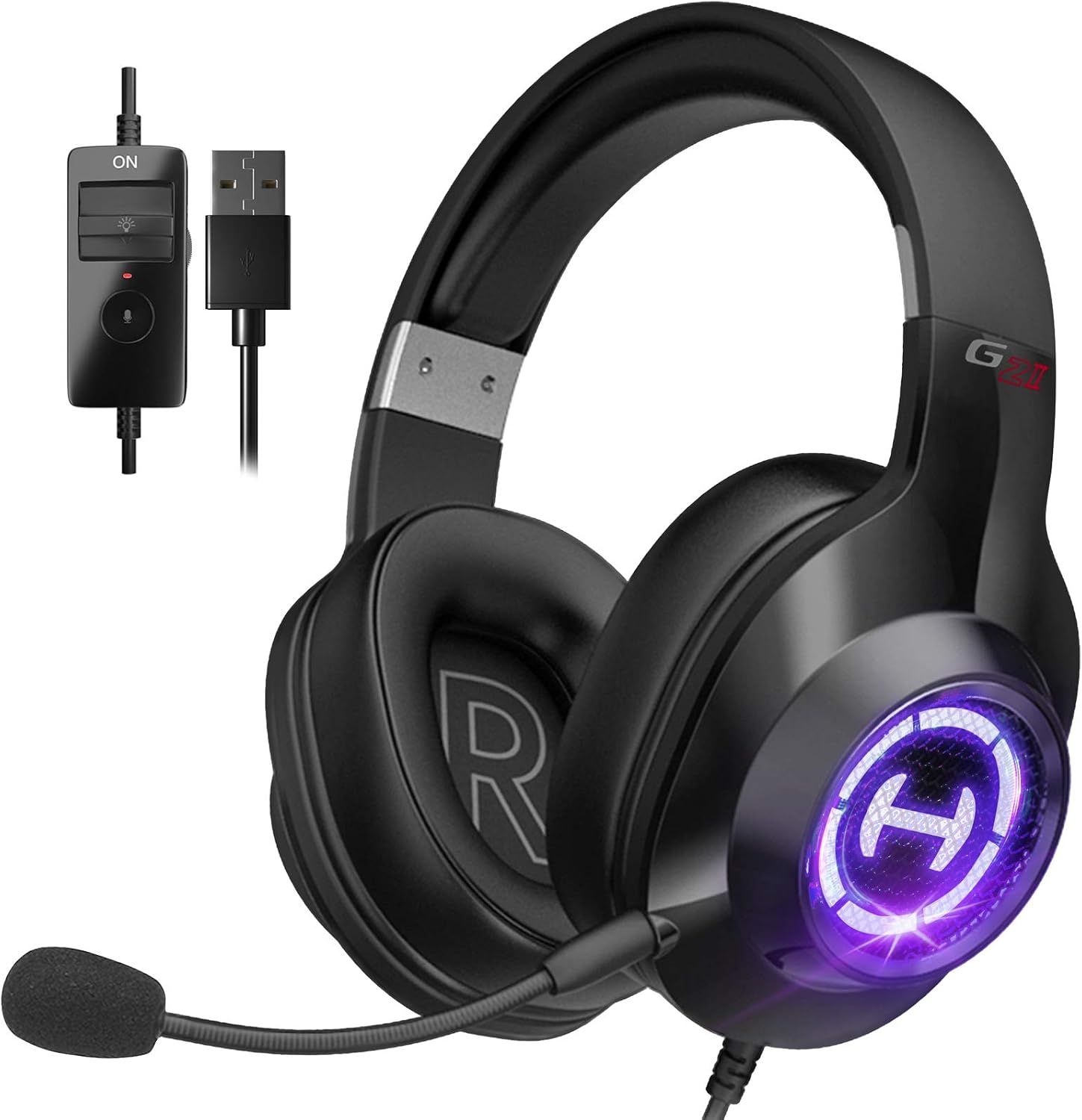 [해외] Edifier 7.1 Hi-Res 사운드 PC 게이밍 헤드셋, 특이한 USB 오버이어 헤드폰, 노이즈 캔슬링 마이크, RGB 조명,