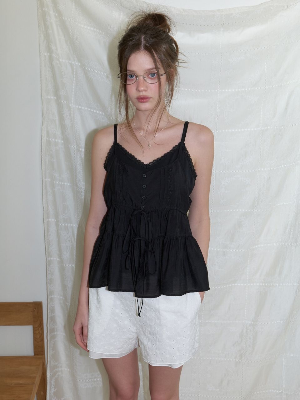 리엘 Soop layered sleeveless blouse (black)