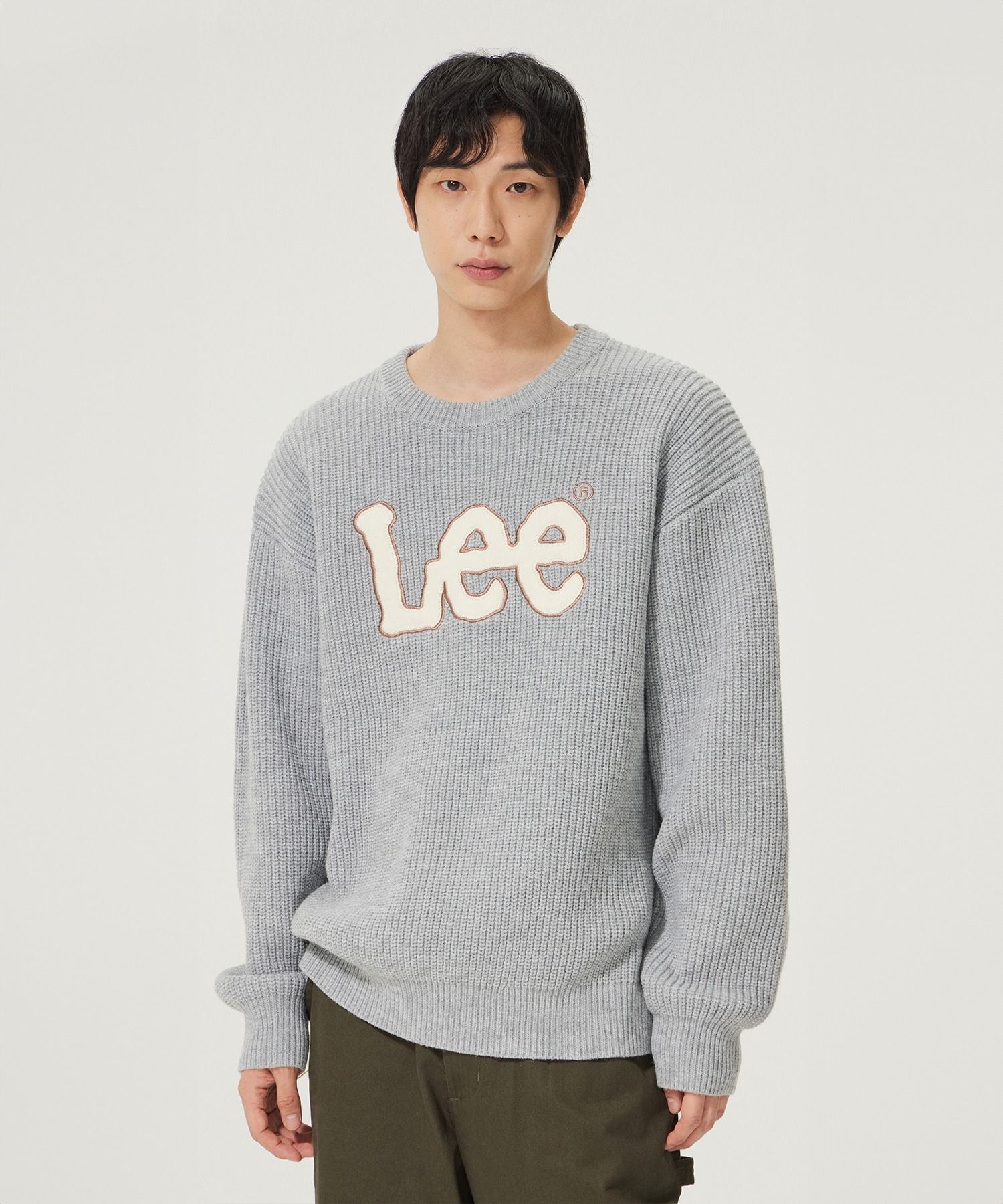 와이시리즈 리 아플리케 빅 트위치 로고 니트 라이트 그레이 LE2403KT03LG 4343791