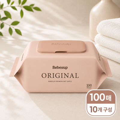 베베숲 오리지널 대용량 플레인 아기물티슈 캡형 100매 X 10개 하루템