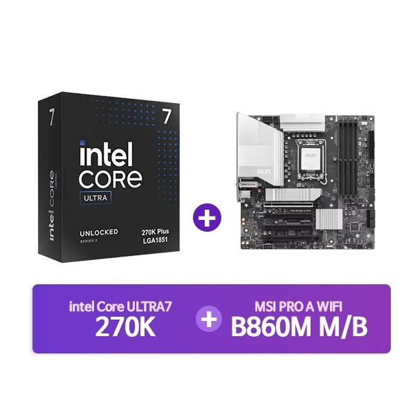 UnKnown MSI MAG B860M 박격포 WIFI + INTEL Ultra7 프로세서 270K PLUS 박스 결합 4169221
