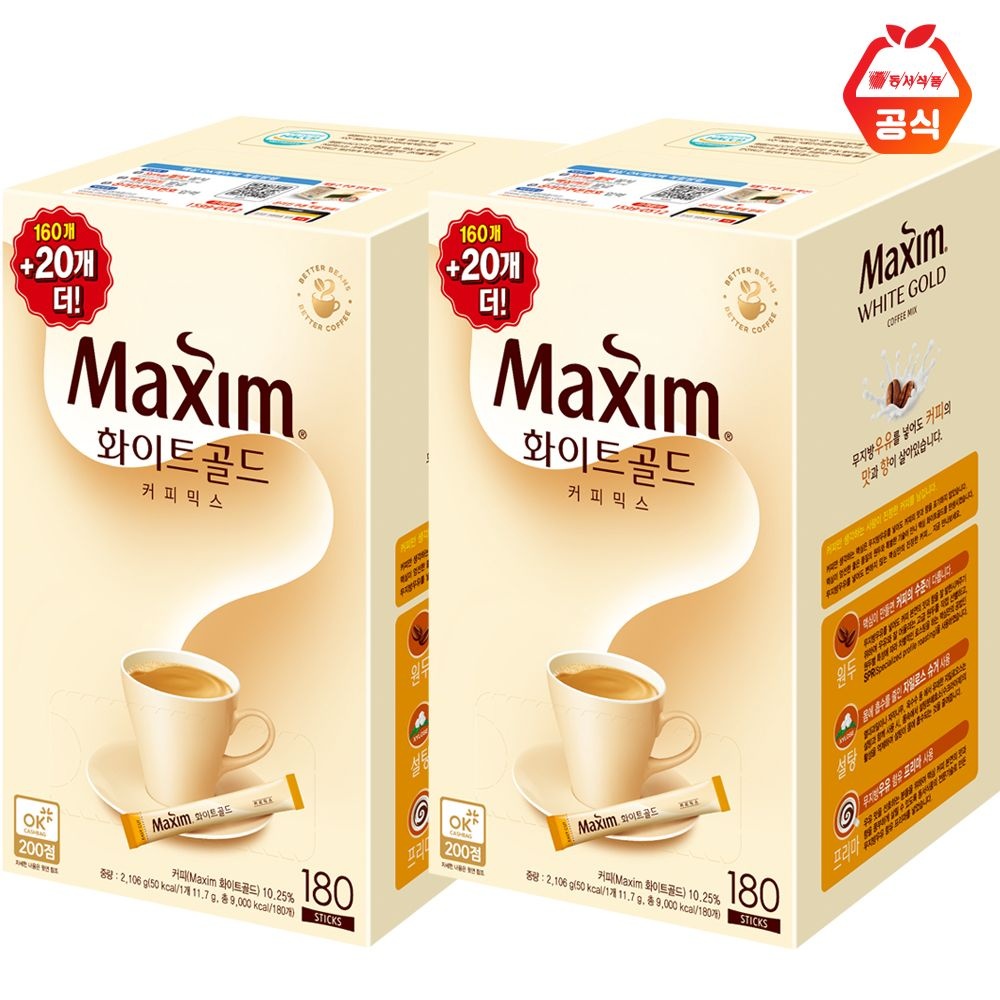 [롯데백화점] 동서식품 동서 맥심 화이트골드 커피믹스 180T x 2개