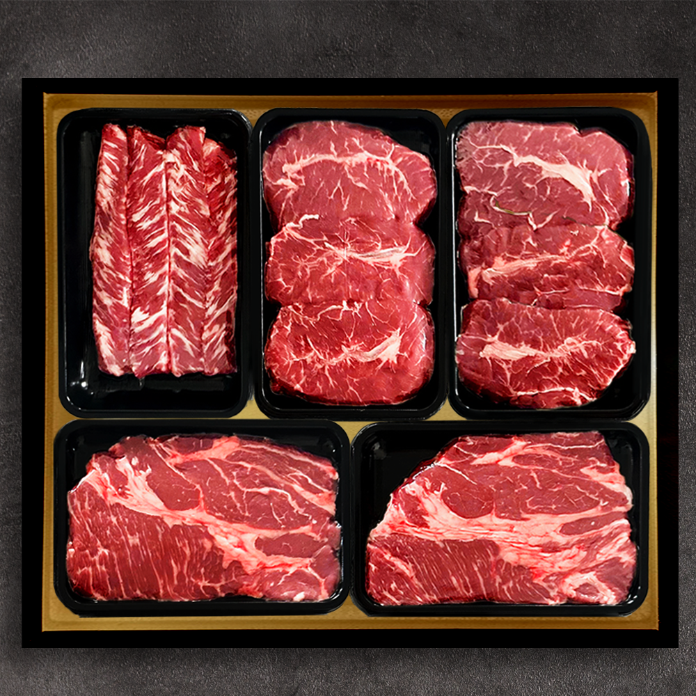 바라던 신선한초이스 냉장육 총1kg 명절선물세트 A세트 등심400g 부채살 400g 갈비살200g