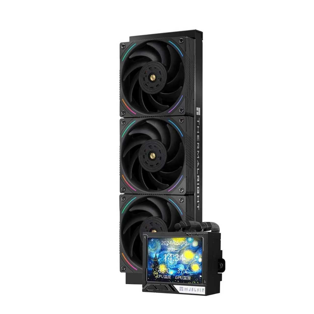 Thermalright Mjolnir Vision 360 UB PRO ARGB 블랙 AIO CPU 액체 쿨러, 640x480 해상도의 IPS 화면, 3-in-1 배기 팬, AM5/Intel