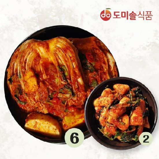 [TV상품]도미솔 박미희 사랑채 포기김치 6kg + 총각김치 2kg (2종, 총8kg)