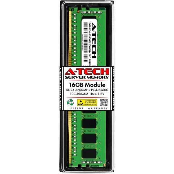 A-Tech 16GB Replacement for Micron MTA9ASF2G72PZ-3G2 - DDR4 3200MHz PC4-25600 ECC Registered RDIMM 288-Pin 1Rx4 1.2V Single Server Memory RAM Stick