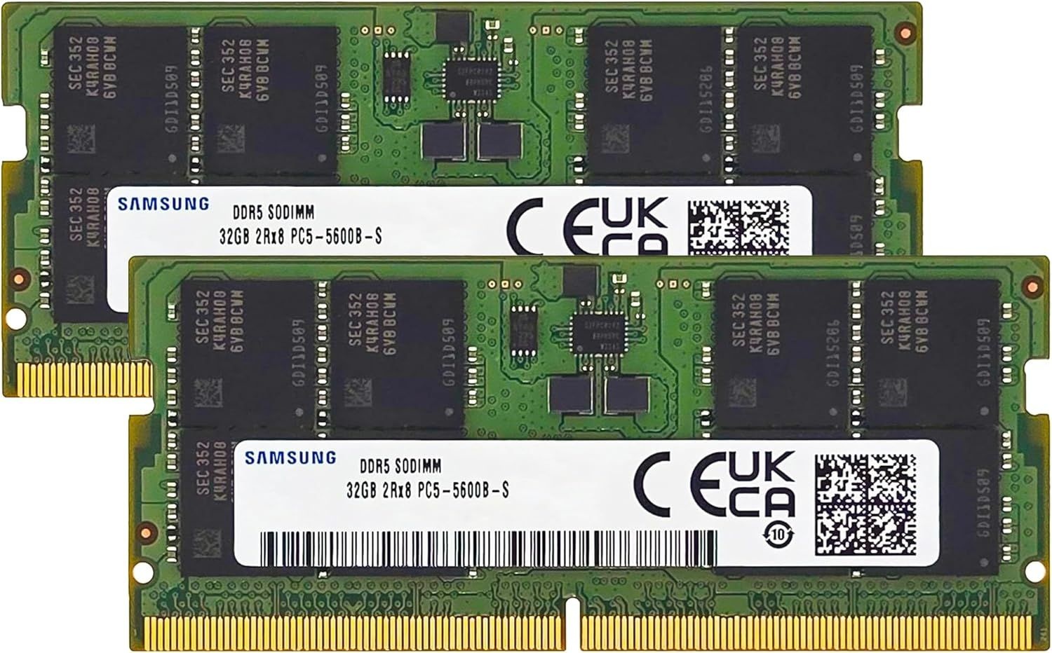 삼성 64GB (2x32GB) DDR5 5600MHz PC5-44800 CL46 SODIMM 2Rx8 듀얼 랭크 1.1V 262핀 노트북, 노트북 RAM 메모리