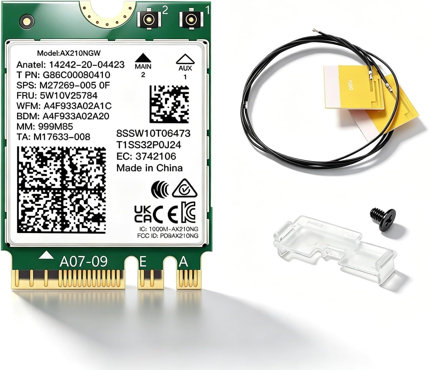인텔 AX210NGW용 AX210 WiFi 6E M.2 2230 카드 블루투스 5.4, 안테나 포함, 6GHz 트라이밴드 5400Mbps 지연 없는 게임, 노트북
