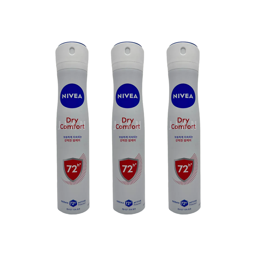 니베아 데오드란트 스프레이 드라이 콤포트 200ml x 3개 파우더향 여름철 땀케어 땀관리