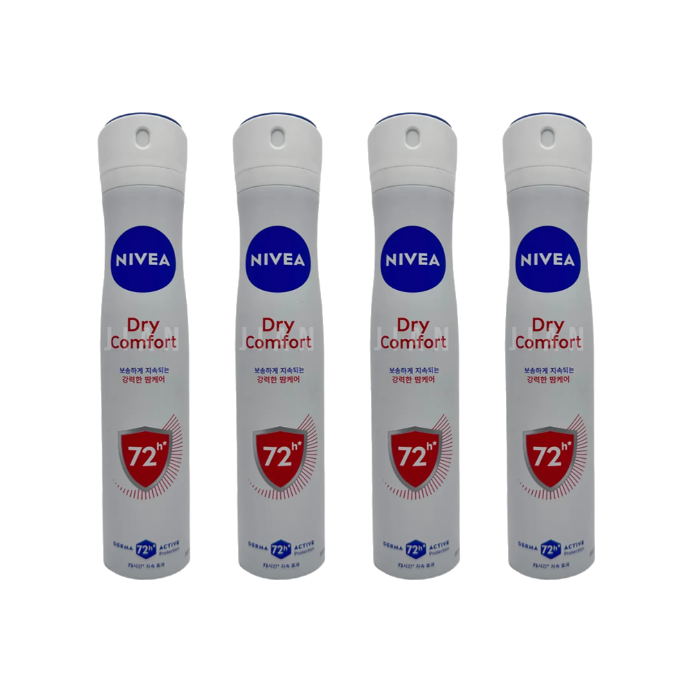 니베아 데오드란트 스프레이 드라이 콤포트 200ml x 4개 파우더향 여름철 땀케어 땀관리