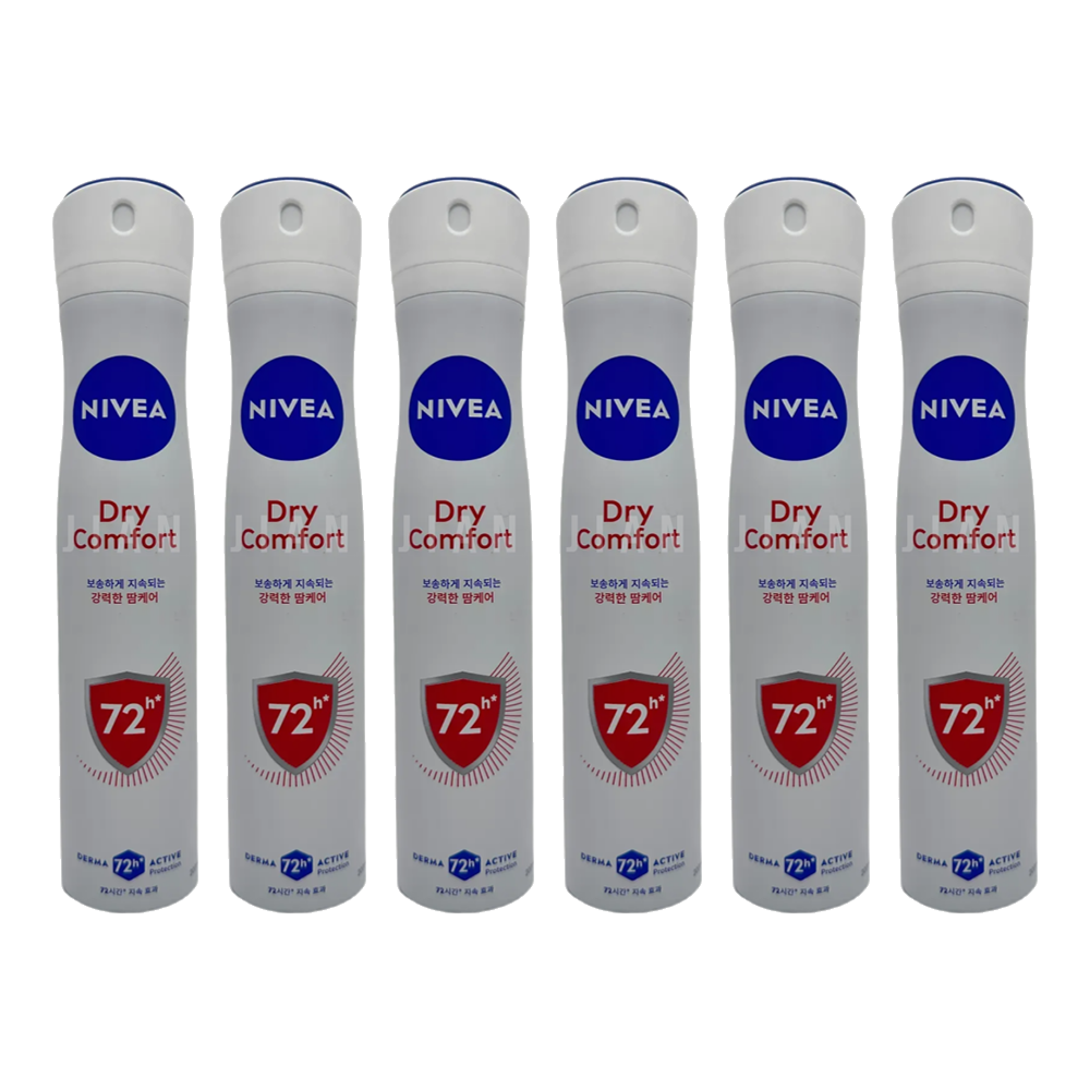 [오늘출발] 니베아 데오드란트 스프레이 드라이 콤포트 200ml x 6개 파우더향 여름철 땀케어 땀관리