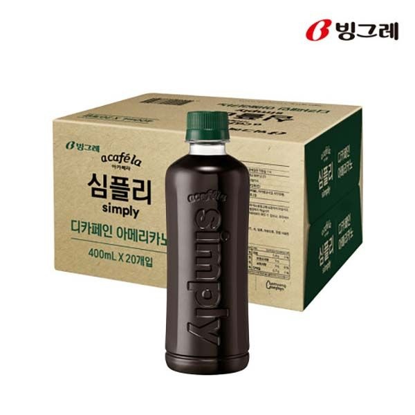 [온누리7%혜택][아카페라] 심플리 디카페인 아메리카노 400ml20병 / 무라벨 패키지