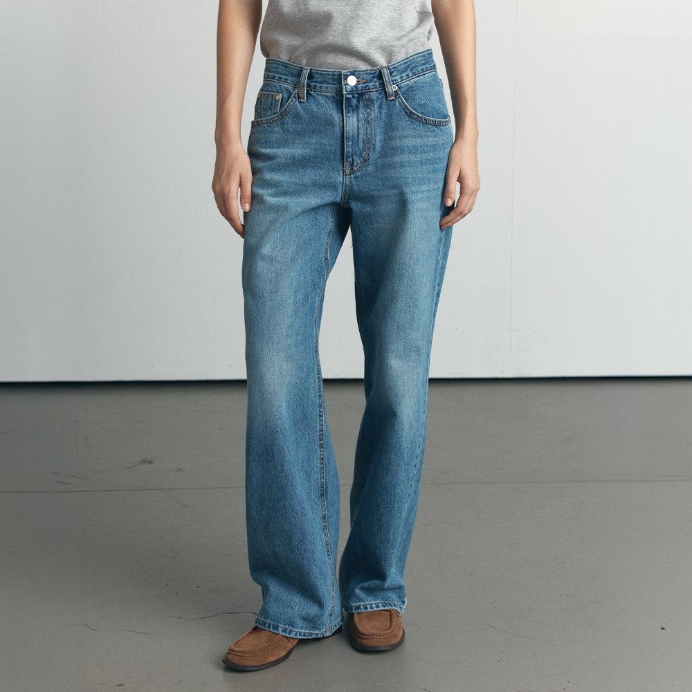 Low rise straight fit denim pants [KNFW06PT04]_Blue