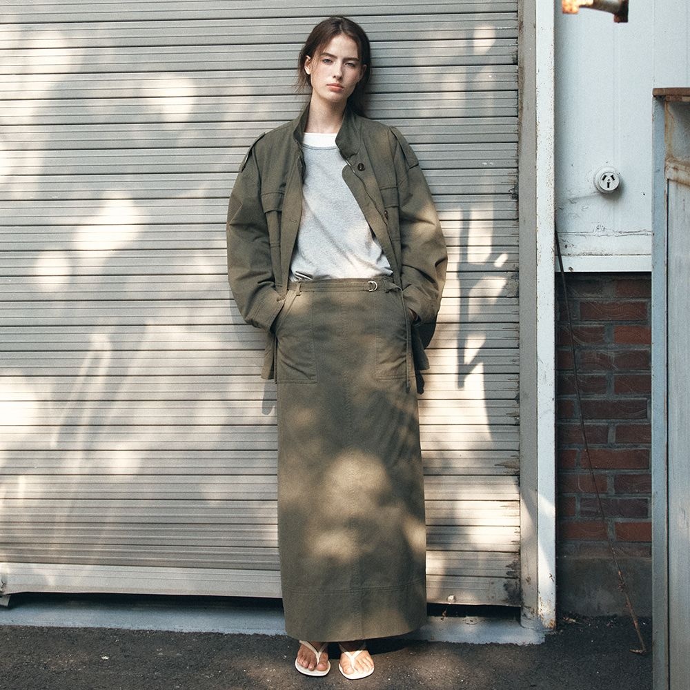 Field H-line long skirt [KNFW06SK04]_Khaki