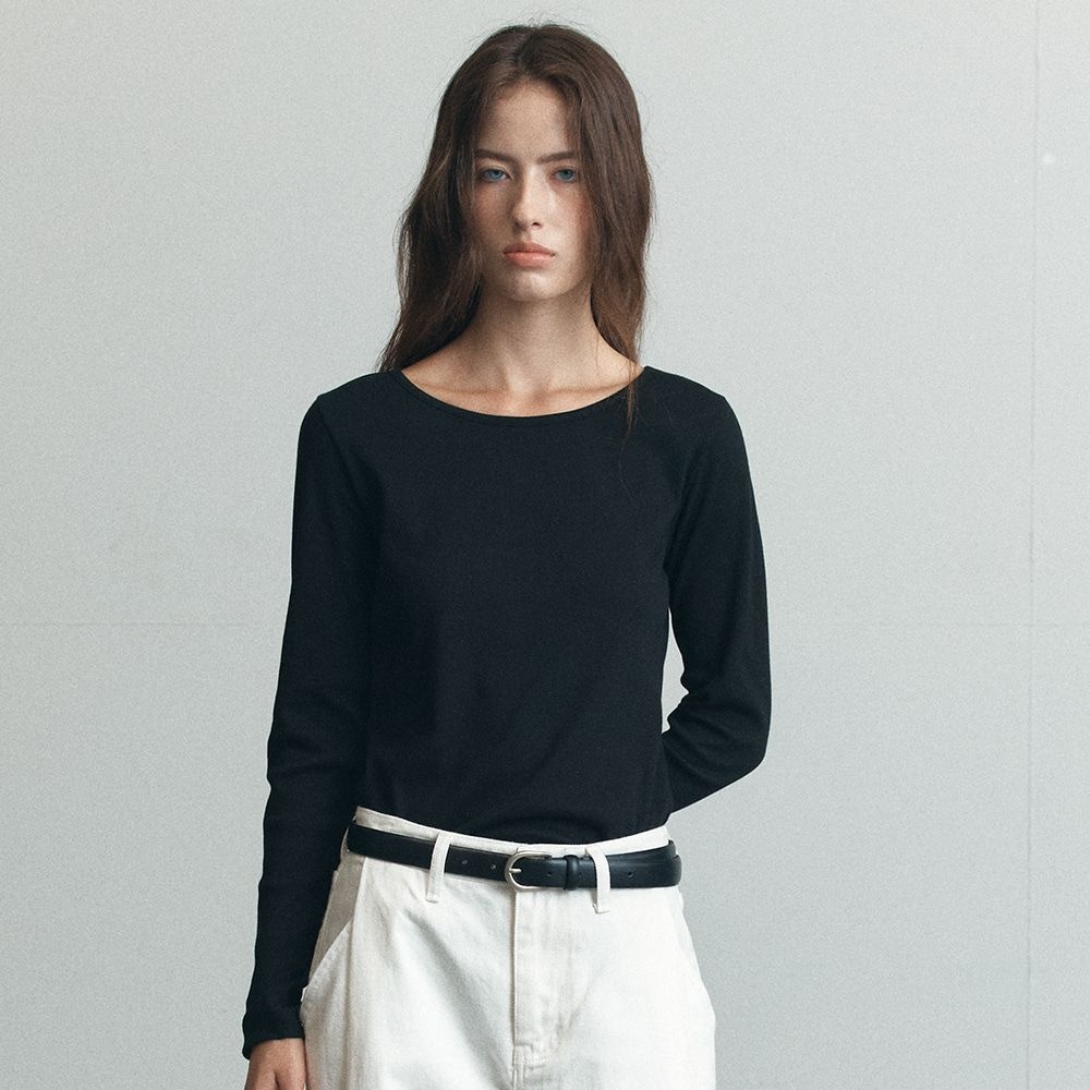 노운베러 Soft ribbed basic longsleeve T-shirt [KNFW06TS19]_Black