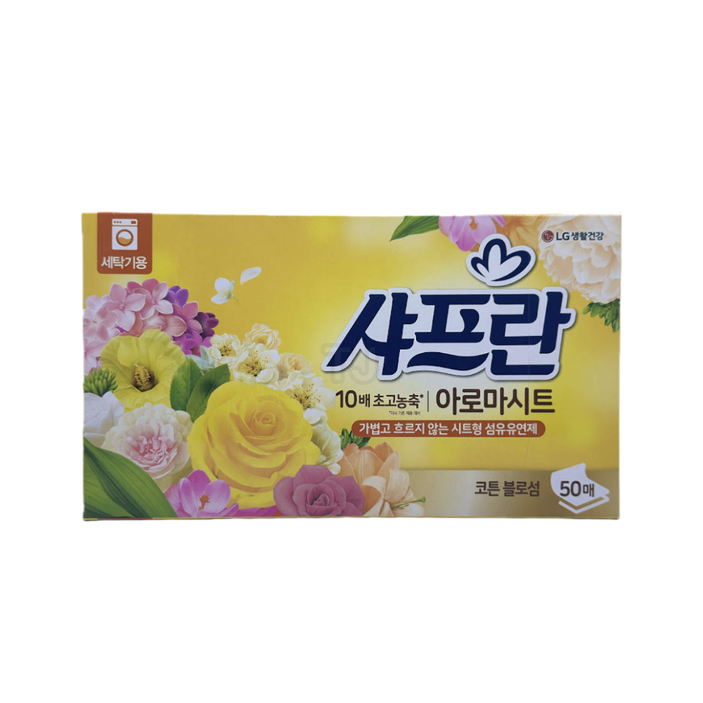 [오늘출발] 샤프란 아로마시트 시트형 섬유유연제 코튼 블로섬 50매 x 1개 향기 좋은 간편시트 유연제