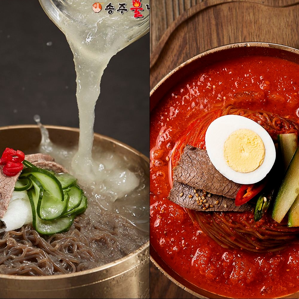 [송주불냉면] 20인세트 물냉면10인+ 비빔냉면10인 평양 함흠 냉면 (20인세트-평양10+비빔10(양념장600g))