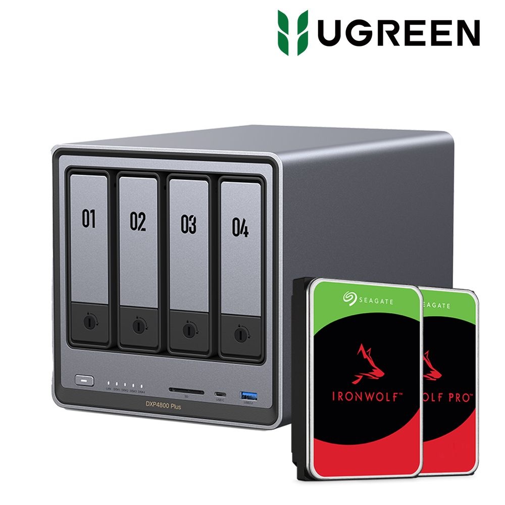 [오늘출발] 유그린 UGREEN NAS 유그린 DXP4800Plus 4베이 나스 IronWolf 40TB(10TBx4)