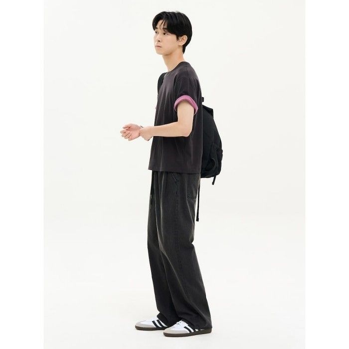 라이트웨이트 와이드 핏 데님 팬츠 블랙 456821CM25
