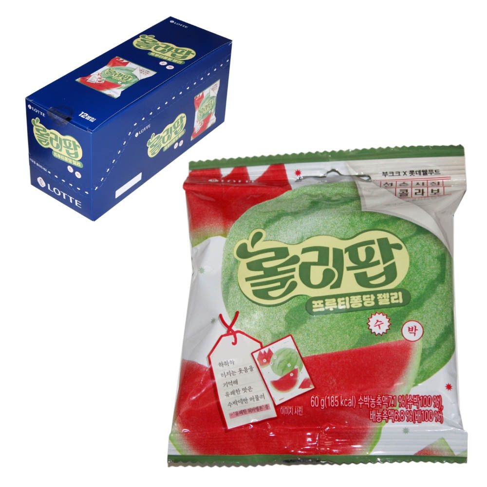 국제제과(주) 롯데리아 롤리팝 프루티퐁당젤리-수박 60g x 12개
