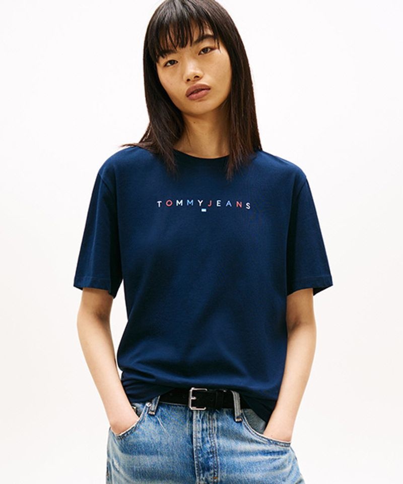 TOMMY JEANS 타미진스 TOMMY JEANS 컬러 리니어 로고 티셔츠 T32G1TTO54TWT1C1G 253200