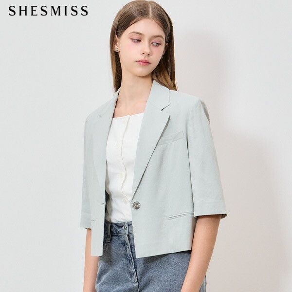 [쉬즈미스.] [쉬즈미스(SHESMISS)] 고품격 프리미엄 린넨블렌디드 반소매 재킷 (택가격