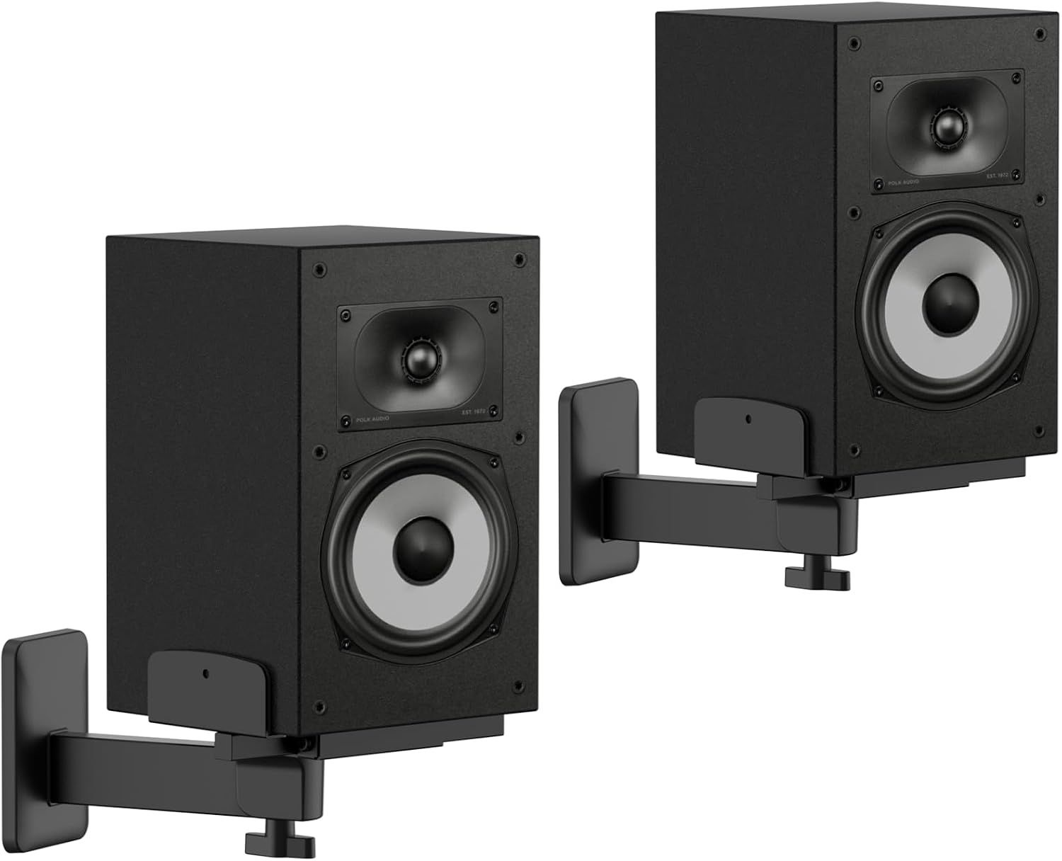 Polk XT15/XT20/ES15/ES20/T15/R100/R200용 스피커 월 마운트, 듀얼 사이드 클램프가 있는 틸트 앤 스위블 책장용 마운트용
