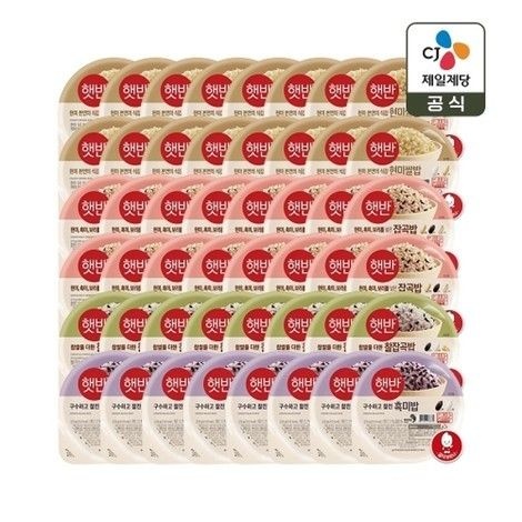 햇반 잡곡 모음전 210g 4종 48개(현미쌀밥 16개+잡곡 16개+찰잡곡 8개+흑미밥 8개)