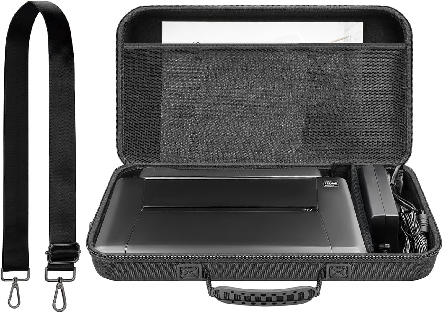캐논 PIXMA TR160/ TR150/ iP110 무선 휴대용 프린터 및 배터리 팩용 하드 트래블 케이스, 조절 가능한 어깨 스트랩이