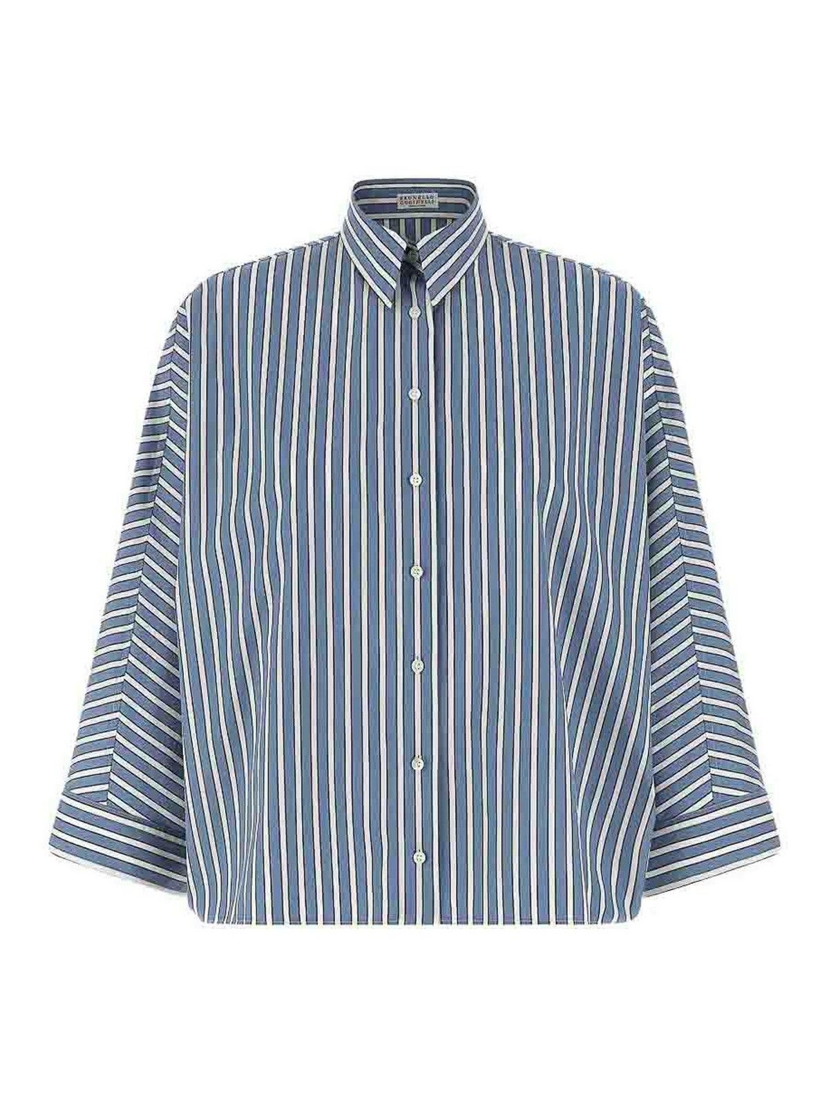 브루넬로 쿠치넬리 26SS 브루넬로 쿠치넬리 Vertical striped 코튼 셔츠 MH749MX716C001