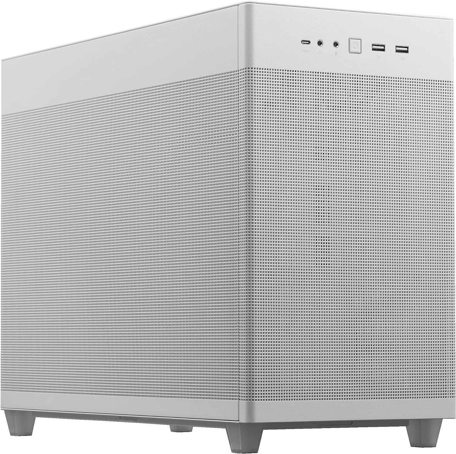 공구가 필요 없는 측면 패널과 준필터 메쉬가 있는 ASUS Prime AP201 33리터 마이크로 ATX 화이트 PC 케이스, 360mm 쿨러,