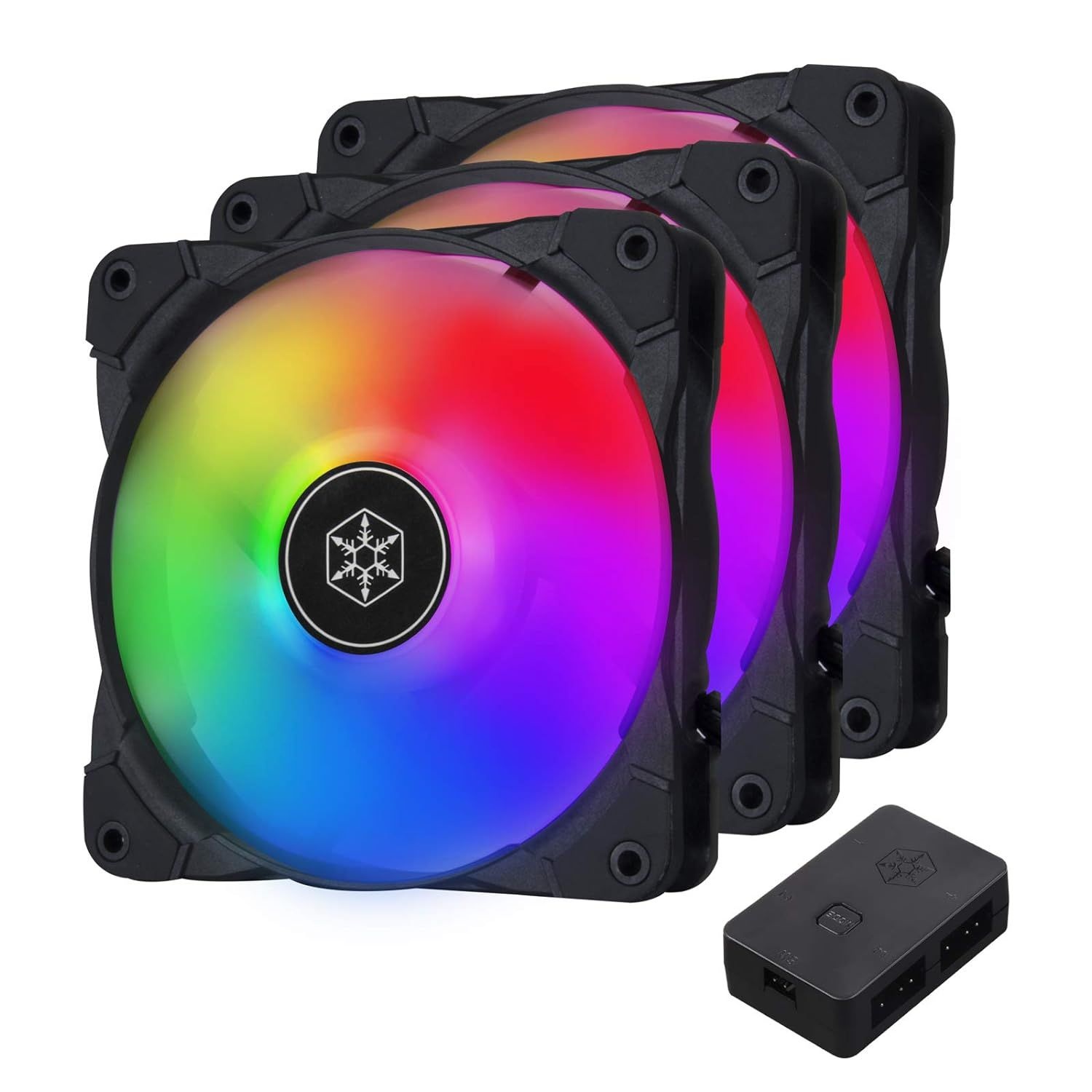 실버스톤 SST-AB120I-ARGB-에어 블 120mm 컴퓨터 케이스 냉각 팬, 부드러운 베어링, 검은 프레임의 투명 블레이드, 주소