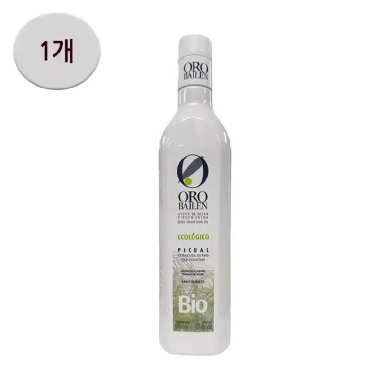 오로바일렌 바이오 피쿠알 유기농 엑스트라버진 올리브오일 500ml 1개 올리브오일 냉추출방식 올레오칸탈