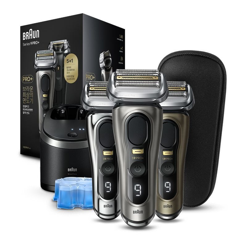 BRAUN BRAUN 전기면도기 시리즈9 PRO PLUS 충전&세척 스테이션 구성 모델 그라파이트크롬실버샴페인 골드 4163909