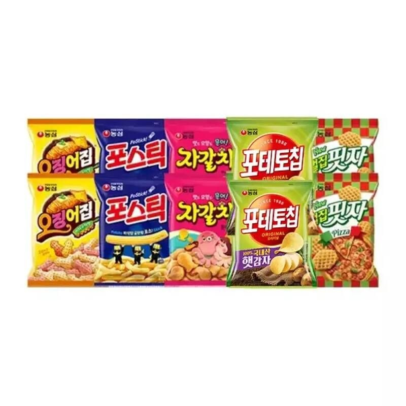농심 오징어집 78g+포스틱 84g+자갈치 90g+포테토칩 60g+벌집핏자 90g 각 2개 (총 10개)