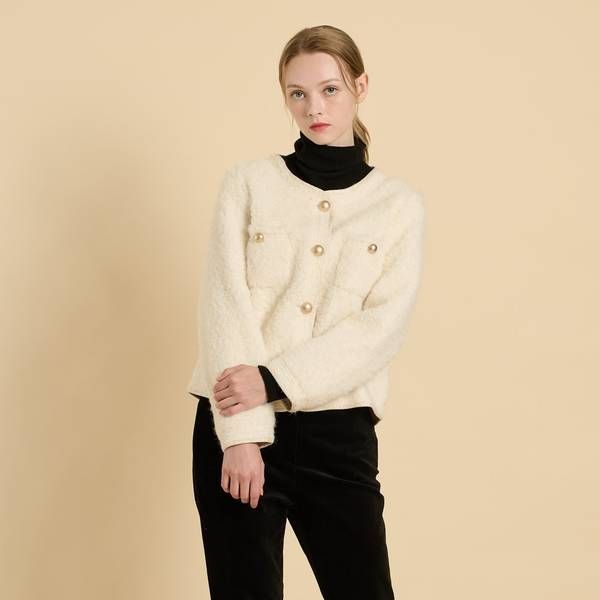 BCBG BCBG 부클 라운드넥 자켓 B5W9Y990 N4P9Q2R5 E7F2G9H4