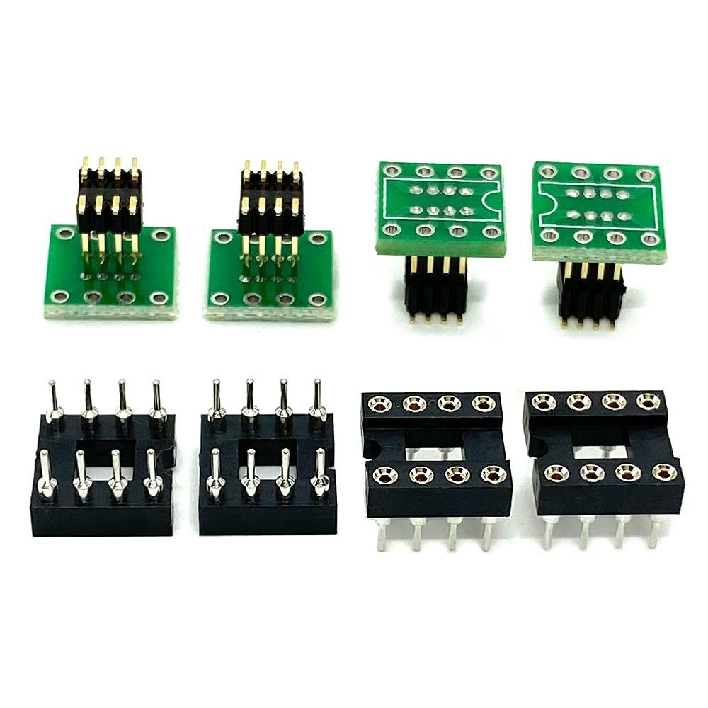 4Set DIP8 to SOP8 어댑터 SMT SOIC8 소켓 DIP에서 SMD PCB 1.27mm / 2.54mm 피치 변환 보드 오디오 사운드 카드 업그레이드