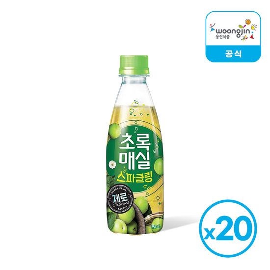 웅진 초록매실 스파클링제로 펫 350ml 20개 503647