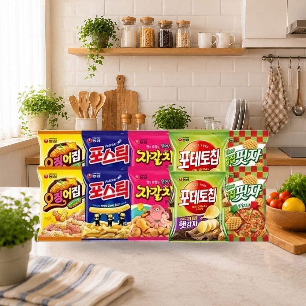 농심 오징어집 78g+포스틱 84g+자갈치 90g+포테토칩 60g+벌집핏자 90g 각 2개 총 10개