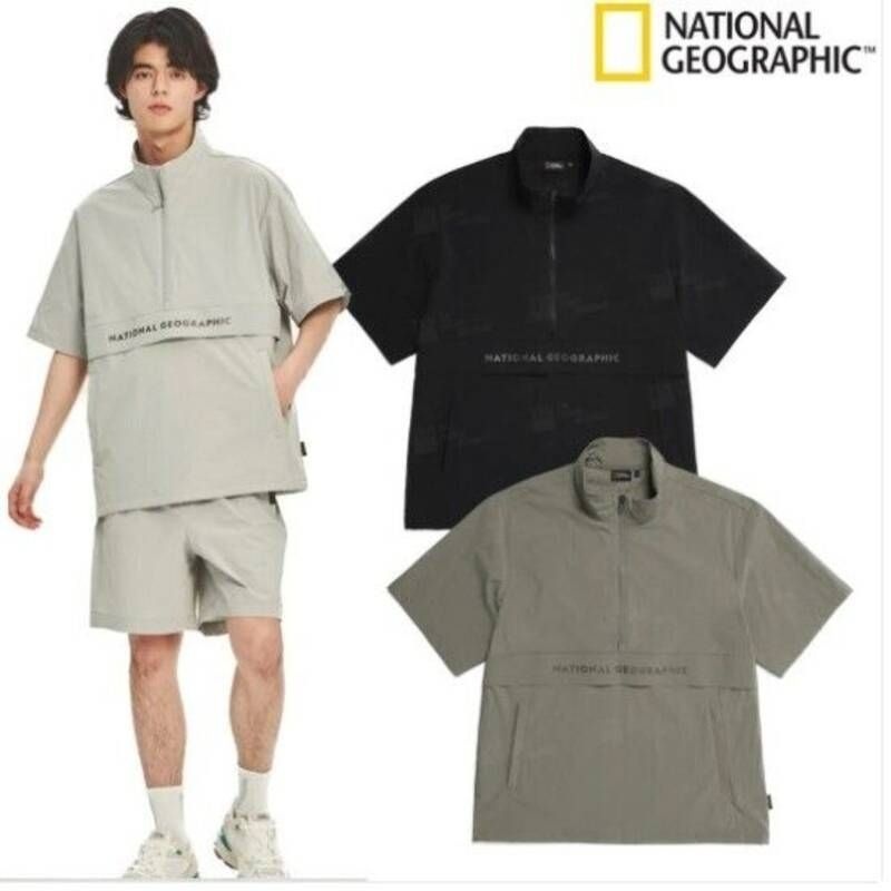 매장정품 NATIONALGEOGRAPHIC 내셔널지오그래픽 공용 여름 반팔 트레이닝 아노락 집업 N232UFT310 N232UFT310-MA 1729802