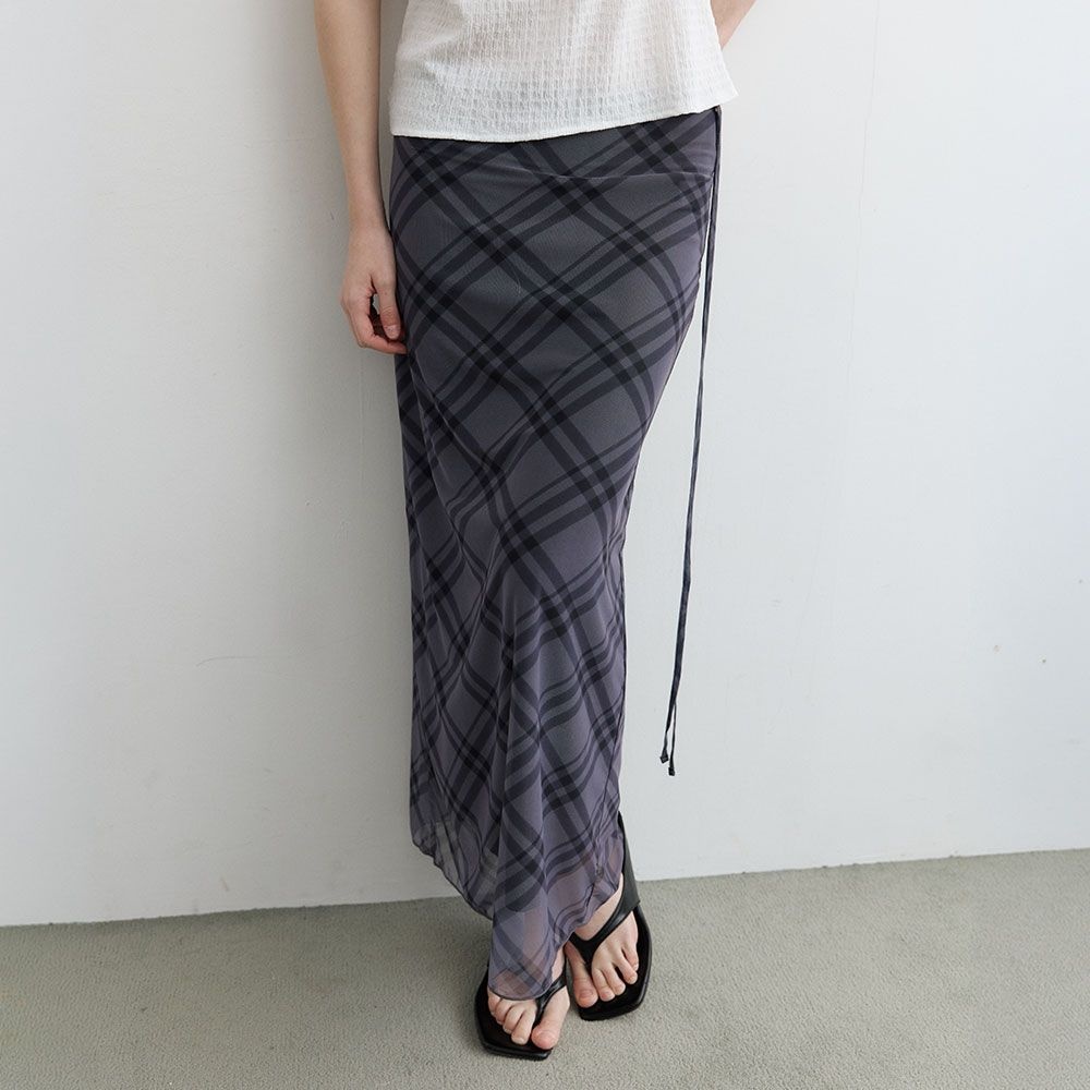 [S_8/31 예약배송 Check sheer long skirt [KNSS09SK04]_Black