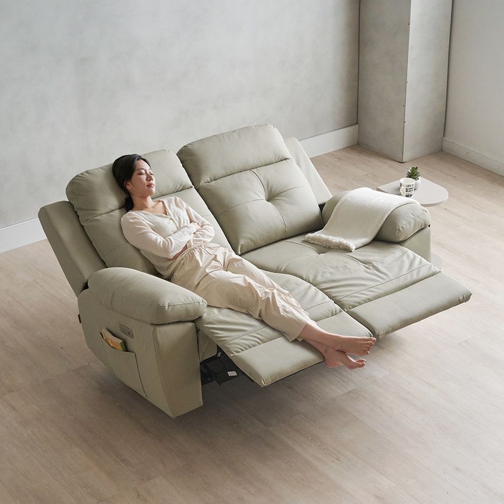 [8월 할인추천] 헤븐 전동 리클라이너 2인용 쇼파 에어레더/아쿠아스웨이드