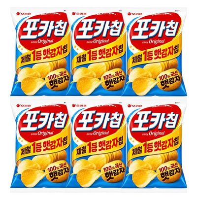 오리온 포카칩 오리지널 66g 6개 감자칩 과자 안주